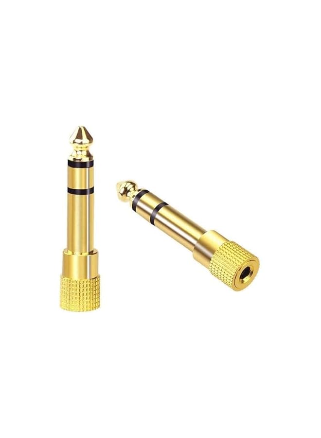 6.35mm (1/4 inch) Male to 3.5mm (1/8 inch) Female Stereo Audio Jack Adapter for Aux Cable, Guitar Amplifier, Headphone, 2 Pack - Image 1